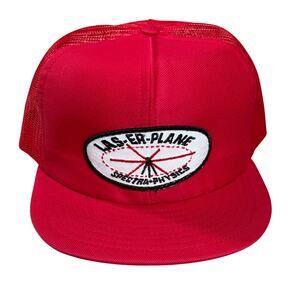 Vintage LAS-ER-PLANE Spectra Physics Snapback Hat Red Mesh Trucker Cap